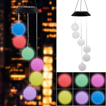 チャームライト Amazon.com : MorTime LED Solar Crystal Ball Wind Chime, 25